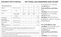 Knitting Pattern - UKHKA 142 - Chunky - Mittens, Leg Warmers and Scarf
